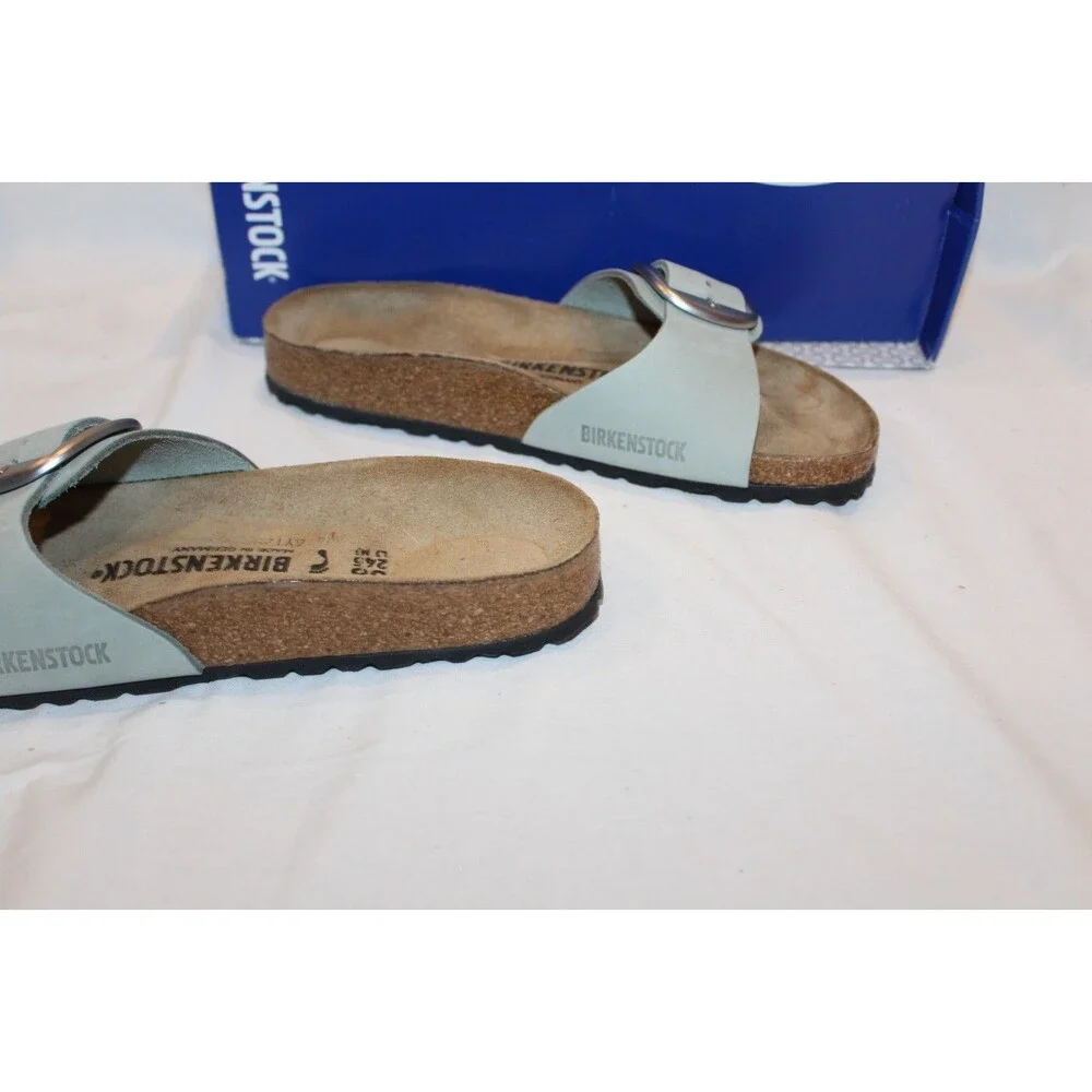 Birkenstock Women Madrid Big Buckle Suede Sandals Pure Sage EU 38 Narrow